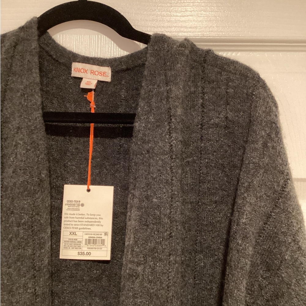 Knox Rose Charcoal Gray Open-Front Cardigan